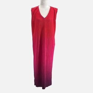 Saint + Sofia Jolie Sleeveless Plisse Dress in Red/Pink Ombre - NWOT - Size 8